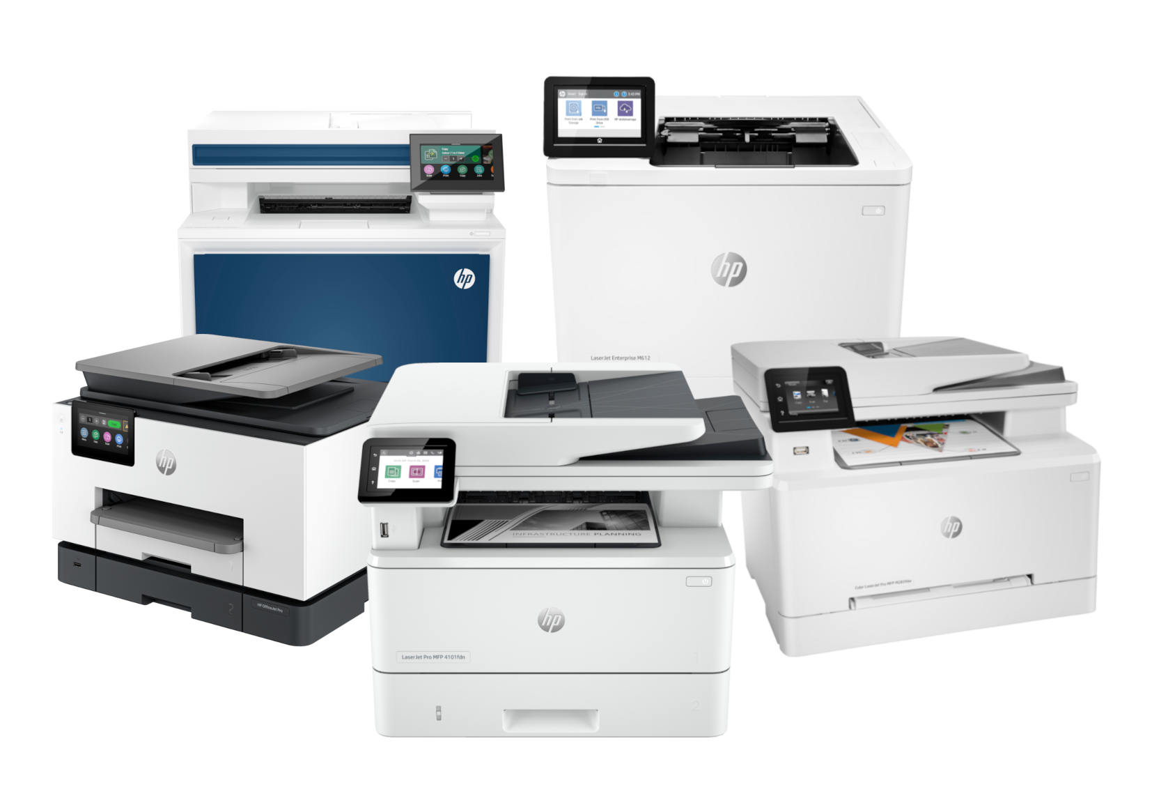 HP Printers family including LaserJet and OfficeJet models
